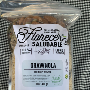 Granola raw amaranto horneado con jarabe de agave y nueces